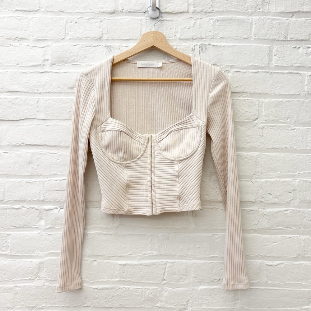 Jonathan Simkhai || Zoella Melange Bustier top in Ceramic Corset Ivory Medium